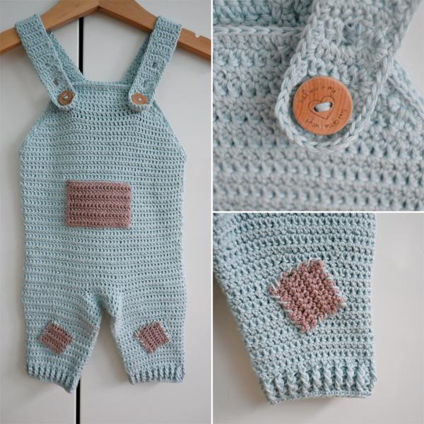 Häkelanleitung Baby Latzhose, Gr. 50-80